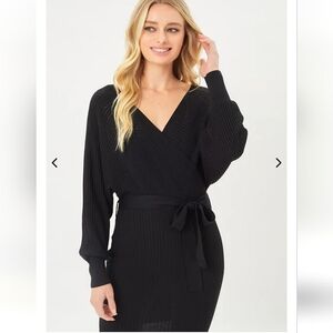 NWT Love Tree Belted Wrap Mini Sweater Dress